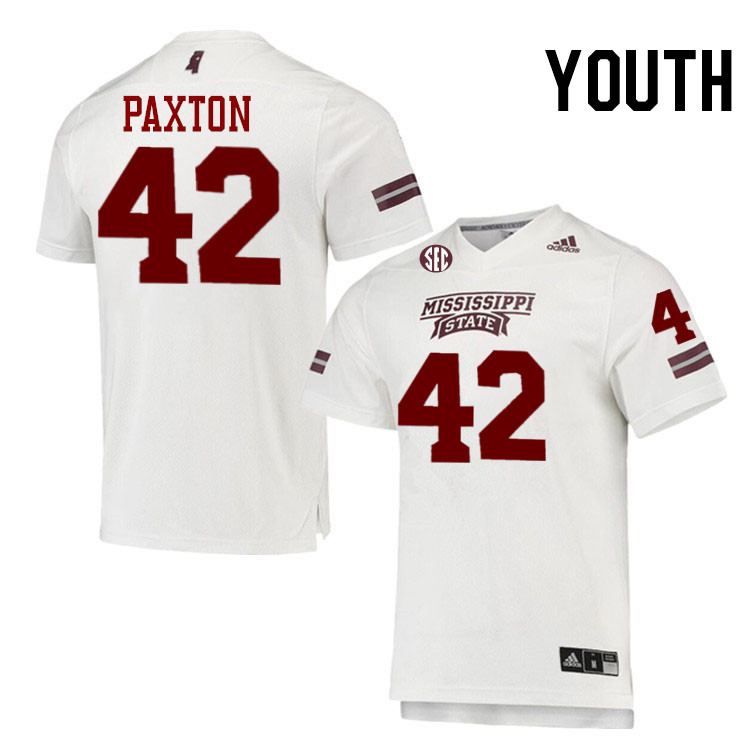 Youth #42 Samuel Paxton Mississippi State Bulldogs College Football Jerseys Stitched-White